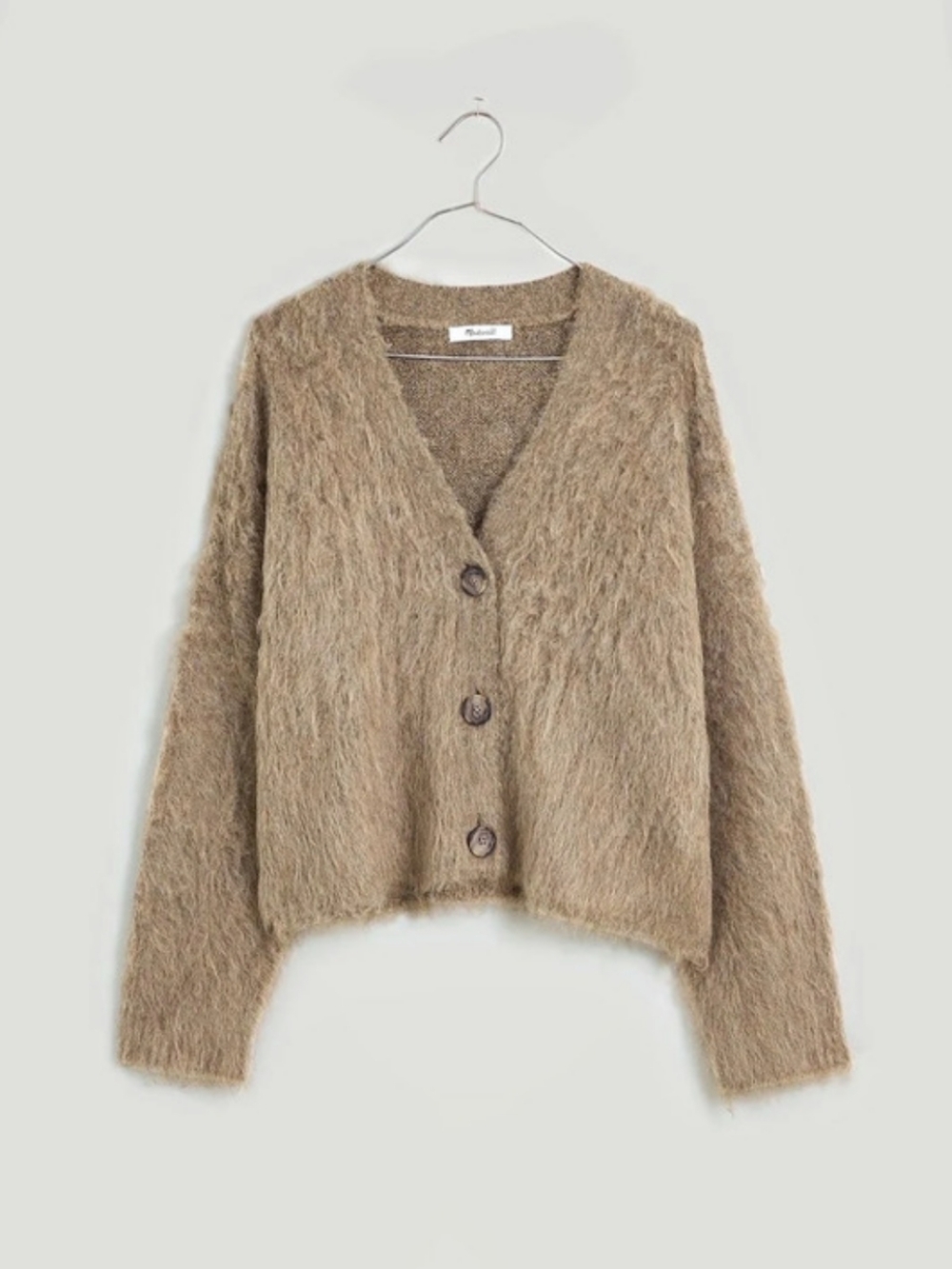 Madewell Brushed Cardigan Sweater V-Neck in Brown / Tan / Taupe Neutral Color